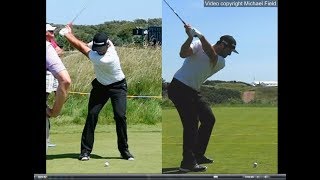 Jon Rahm golf swing  Long Iron faceon amp downtheline July 2017 [upl. by Donadee]