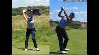 Justin Thomas golf swing  Long Iron faceon amp downtheline July 2017 [upl. by Assej962]