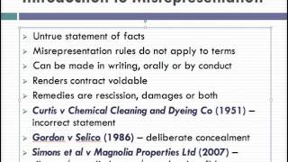 Misrepresentation Lecture 1 of 4 [upl. by Nibur]